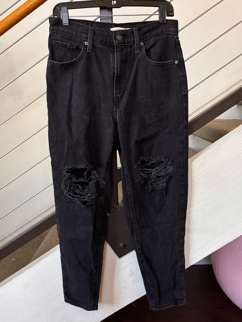 Black Distressed Ripped Levi’s mom jeans